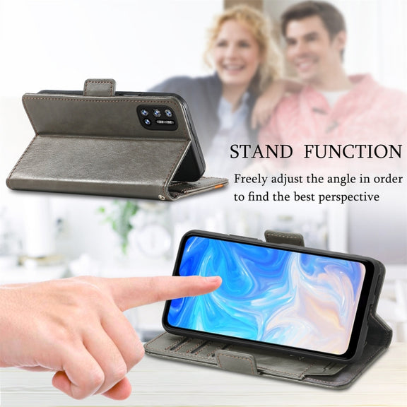 For Doogee N40 Pro CaseNeo Splicing Dual Magnetic Buckle Leather Case with Holder & Card Slots & Wallet(Grey)