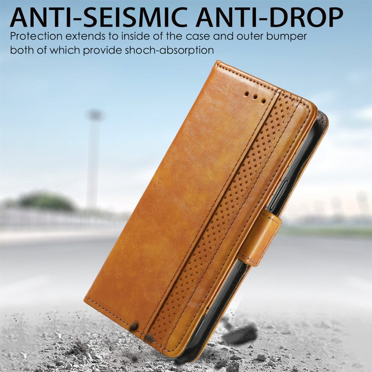 For Doogee N40 Pro CaseNeo Splicing Dual Magnetic Buckle Leather Case with Holder & Card Slots & Wallet(Khaki)