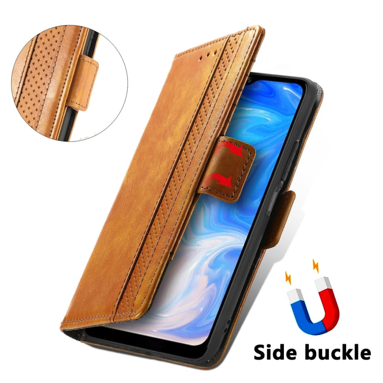 For Doogee N40 Pro CaseNeo Splicing Dual Magnetic Buckle Leather Case with Holder & Card Slots & Wallet(Khaki)