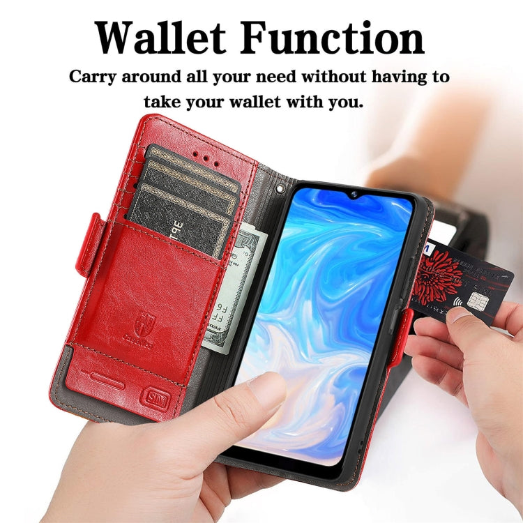For Doogee N40 Pro CaseNeo Splicing Dual Magnetic Buckle Leather Case with Holder & Card Slots & Wallet(Red)