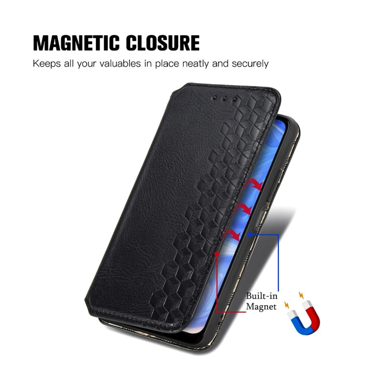 For Doogee N40 Pro Cubic Grid Pressed Horizontal Flip Magnetic Leather Case with Holder & Card Slots & Wallet(Black)