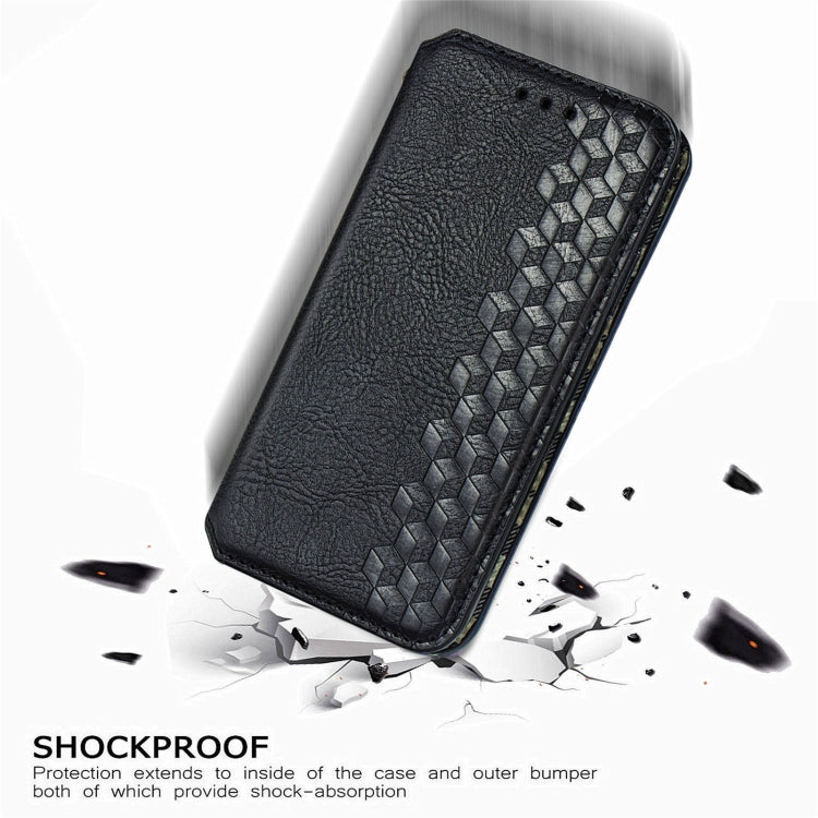 For Doogee N40 Pro Cubic Grid Pressed Horizontal Flip Magnetic Leather Case with Holder & Card Slots & Wallet(Black)