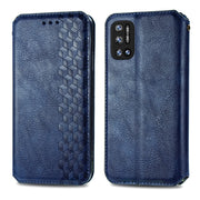 For Doogee N40 Pro Cubic Grid Pressed Horizontal Flip Magnetic Leather Case with Holder & Card Slots & Wallet(Blue)