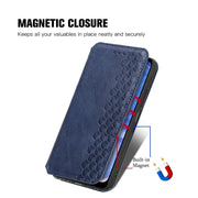 For Doogee N40 Pro Cubic Grid Pressed Horizontal Flip Magnetic Leather Case with Holder & Card Slots & Wallet(Blue)