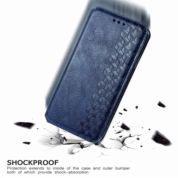 For Doogee N40 Pro Cubic Grid Pressed Horizontal Flip Magnetic Leather Case with Holder & Card Slots & Wallet(Blue)