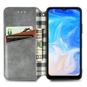For Doogee N40 Pro Cubic Grid Pressed Horizontal Flip Magnetic Leather Case with Holder & Card Slots & Wallet(Grey)