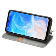 For Doogee N40 Pro Cubic Grid Pressed Horizontal Flip Magnetic Leather Case with Holder & Card Slots & Wallet(Grey)