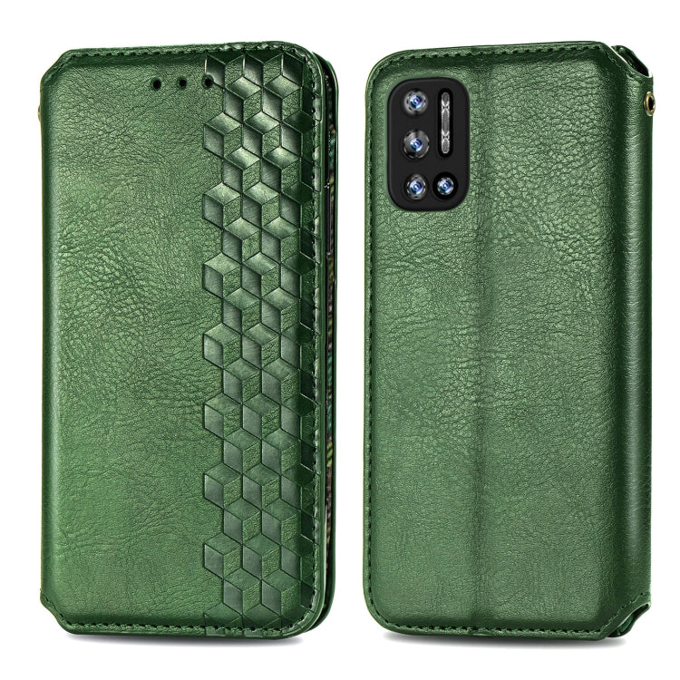 For Doogee N40 Pro Cubic Grid Pressed Horizontal Flip Magnetic Leather Case with Holder & Card Slots & Wallet(Green)