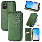 For Doogee N40 Pro Cubic Grid Pressed Horizontal Flip Magnetic Leather Case with Holder & Card Slots & Wallet(Green)