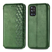 For Doogee N40 Pro Cubic Grid Pressed Horizontal Flip Magnetic Leather Case with Holder & Card Slots & Wallet(Green)