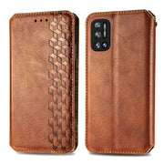 For Doogee N40 Pro Cubic Grid Pressed Horizontal Flip Magnetic Leather Case with Holder & Card Slots & Wallet(Brown)