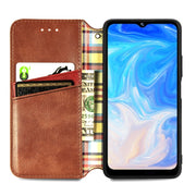 For Doogee N40 Pro Cubic Grid Pressed Horizontal Flip Magnetic Leather Case with Holder & Card Slots & Wallet(Brown)