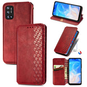 For Doogee N40 Pro Cubic Grid Pressed Horizontal Flip Magnetic Leather Case with Holder & Card Slots & Wallet(Red)