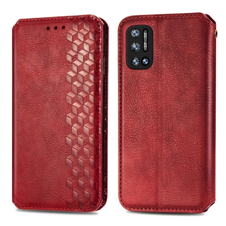 For Doogee N40 Pro Cubic Grid Pressed Horizontal Flip Magnetic Leather Case with Holder & Card Slots & Wallet(Red)