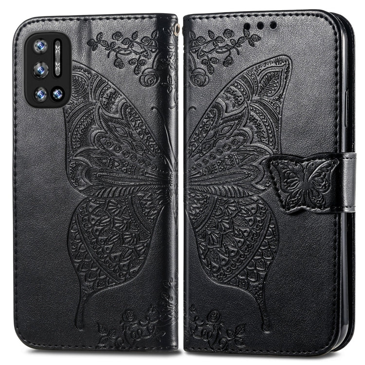 For DOOGEE N40 Pro Butterfly Love Flowers Embossed Horizontal Flip Leather Case with Holder & Card Slots & Wallet & Lanyard(Black)