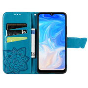 For DOOGEE N40 Pro Butterfly Love Flowers Embossed Horizontal Flip Leather Case with Holder & Card Slots & Wallet & Lanyard(Blue)