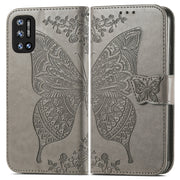 For DOOGEE N40 Pro Butterfly Love Flowers Embossed Horizontal Flip Leather Case with Holder & Card Slots & Wallet & Lanyard(Grey)