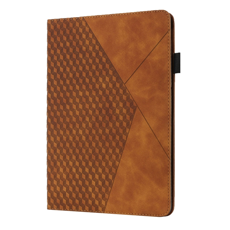 For OPPO Realme Pad Rhombus Skin Feel Horizontal Flip Tablet Leather Case with Card Slots & Holder(Brown)