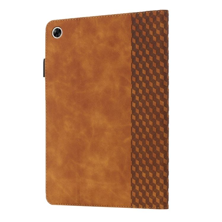For OPPO Realme Pad Rhombus Skin Feel Horizontal Flip Tablet Leather Case with Card Slots & Holder(Brown)