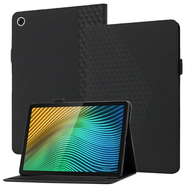 For OPPO Realme Pad Rhombus Skin Feel Horizontal Flip Tablet Leather Case with Card Slots & Holder(Black)