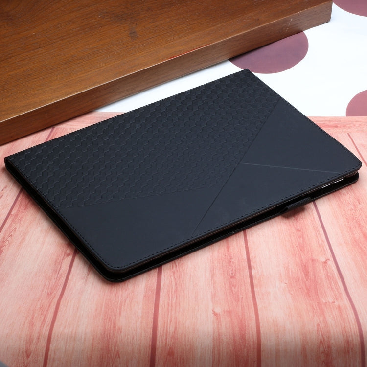 For OPPO Realme Pad Rhombus Skin Feel Horizontal Flip Tablet Leather Case with Card Slots & Holder(Black)