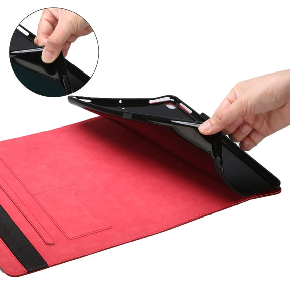 For OPPO Realme Pad Rhombus Skin Feel Horizontal Flip Tablet Leather Case with Card Slots & Holder(Red)