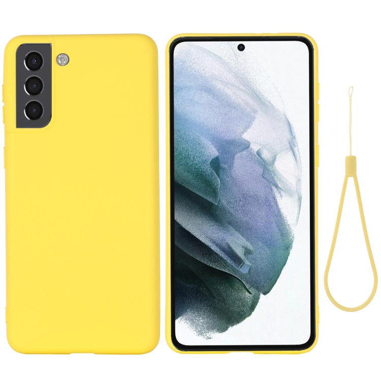For Samsung Galaxy S22 5G Pure Color Liquid Silicone Shockproof Full Coverage Phone Case(Yellow)