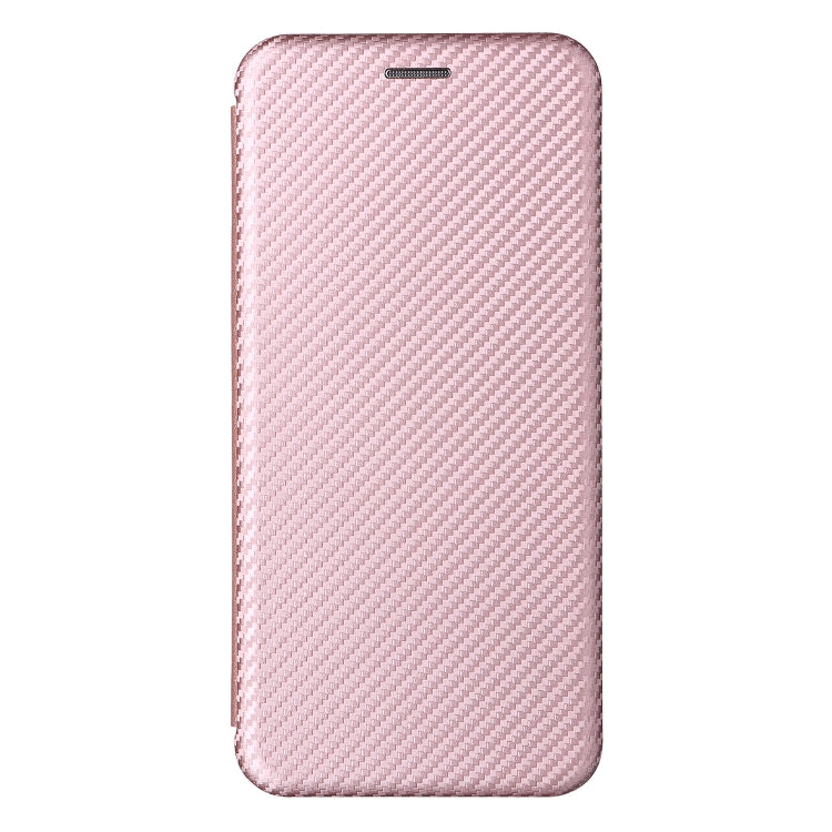 For Blackview Oscal C20 Carbon Fiber Texture Horizontal Flip Leather Phone Case with Card Slot(Pink)