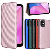 For Blackview Oscal C20 Carbon Fiber Texture Horizontal Flip Leather Phone Case with Card Slot(Pink)