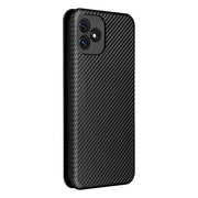 For Blackview Oscal C20 Carbon Fiber Texture Horizontal Flip Leather Phone Case with Card Slot(Black)