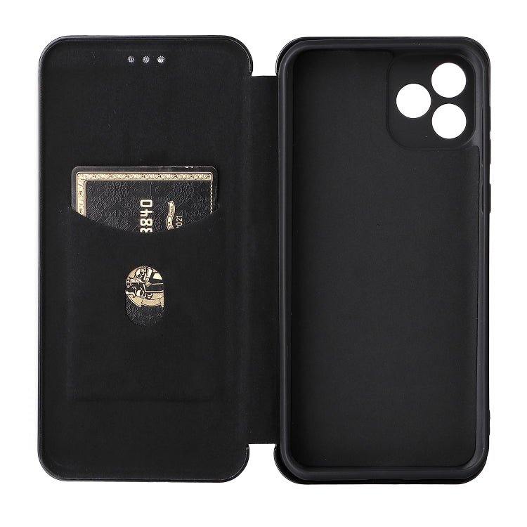 For Blackview Oscal C20 Carbon Fiber Texture Horizontal Flip Leather Phone Case with Card Slot(Black)