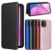 For Blackview Oscal C20 Carbon Fiber Texture Horizontal Flip Leather Phone Case with Card Slot(Black)