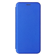 For Blackview Oscal C20 Carbon Fiber Texture Horizontal Flip Leather Phone Case with Card Slot(Blue)
