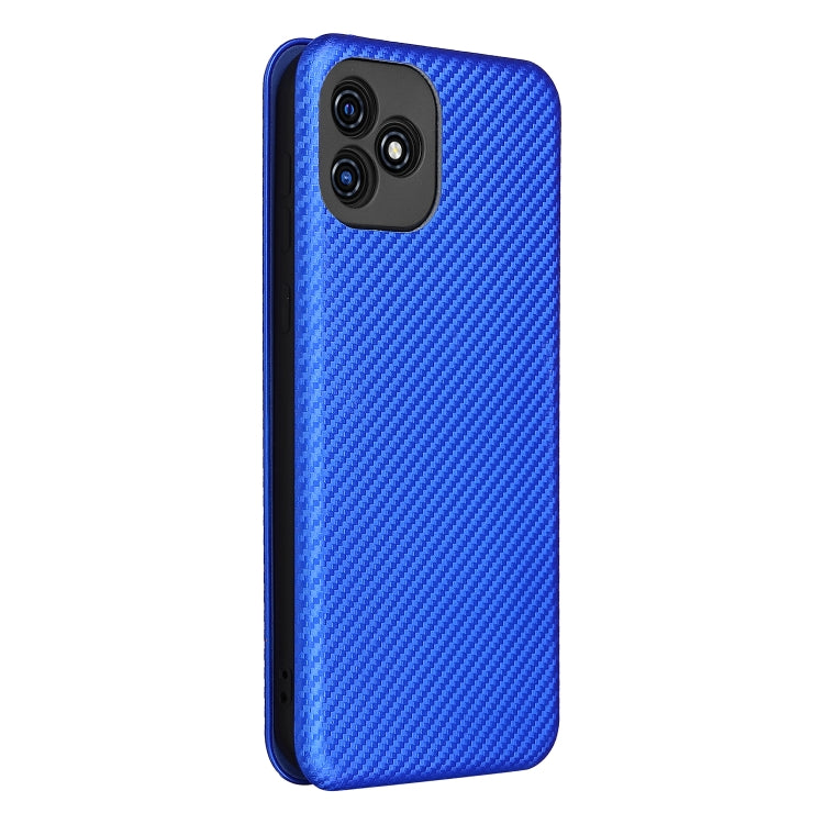 For Blackview Oscal C20 Carbon Fiber Texture Horizontal Flip Leather Phone Case with Card Slot(Blue)