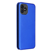For Blackview Oscal C20 Carbon Fiber Texture Horizontal Flip Leather Phone Case with Card Slot(Blue)