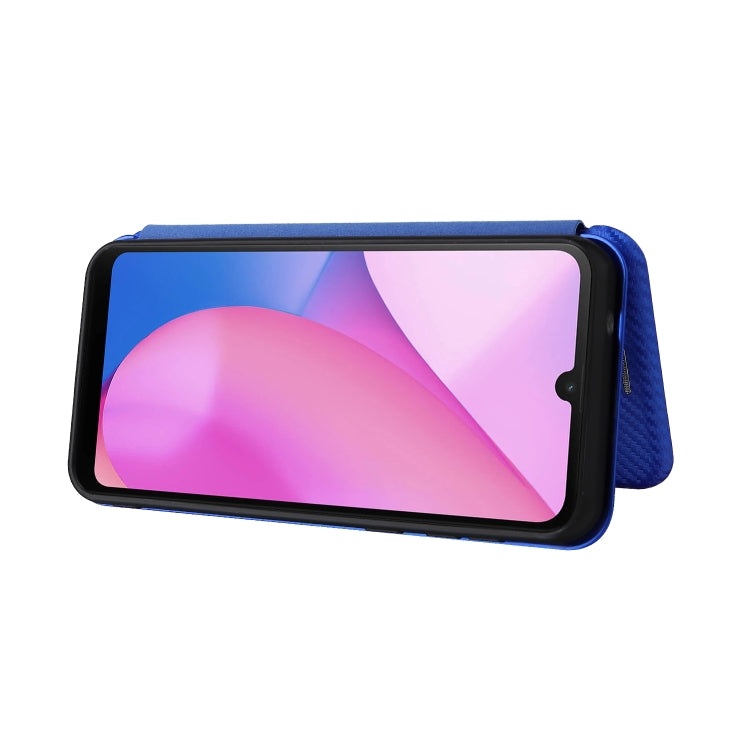 For Blackview Oscal C20 Carbon Fiber Texture Horizontal Flip Leather Phone Case with Card Slot(Blue)