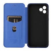 For Blackview Oscal C20 Carbon Fiber Texture Horizontal Flip Leather Phone Case with Card Slot(Blue)