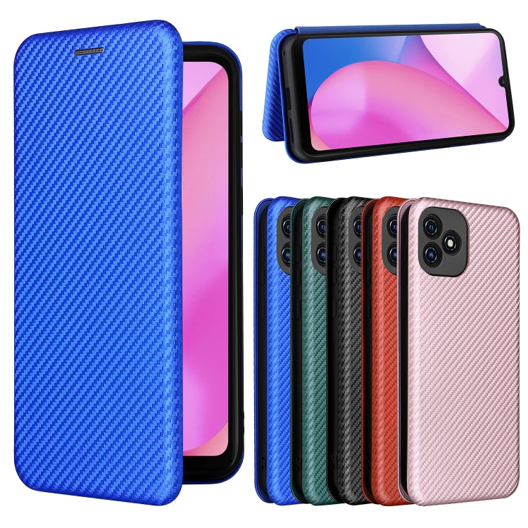 For Blackview Oscal C20 Carbon Fiber Texture Horizontal Flip Leather Phone Case with Card Slot(Blue)