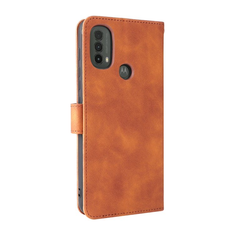 For Motorola Moto E20 / E30 / E40 Skin Feel Magnetic Horizontal Flip Phone Leather Case with Holder & Card Slots & Wallet(Brown)