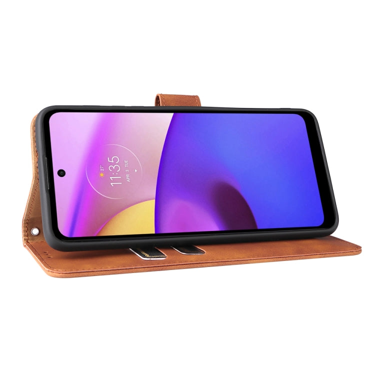 For Motorola Moto E20 / E30 / E40 Skin Feel Magnetic Horizontal Flip Phone Leather Case with Holder & Card Slots & Wallet(Brown)