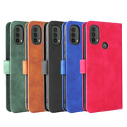 For Motorola Moto E20 / E30 / E40 Skin Feel Magnetic Horizontal Flip Phone Leather Case with Holder & Card Slots & Wallet(Brown)