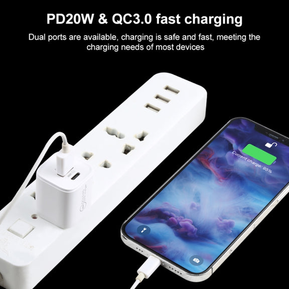 20WACB 20W QC3.0 + PD Quick Charger, Plug Specification:EU Plug(White)