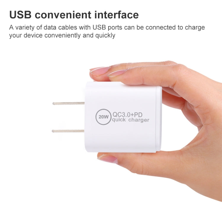 20WACB 20W QC3.0 + PD Quick Charger, Plug Specification:US Plug(White)