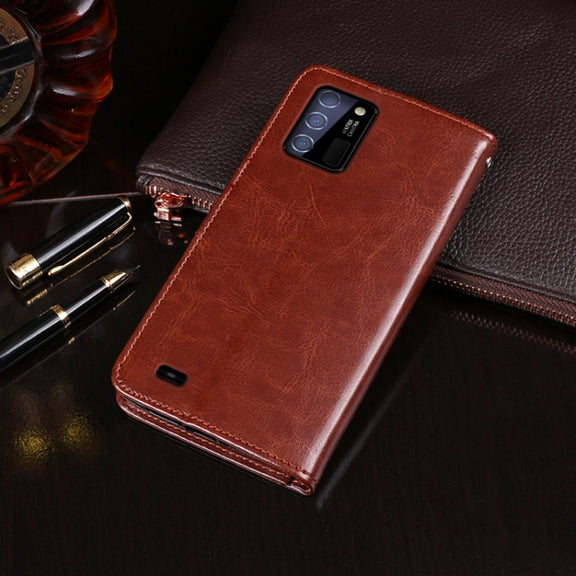 For Oukitel C25 idewei Crazy Horse Texture Leather Phone Case with Holder & Card Slots & Wallet(Black)