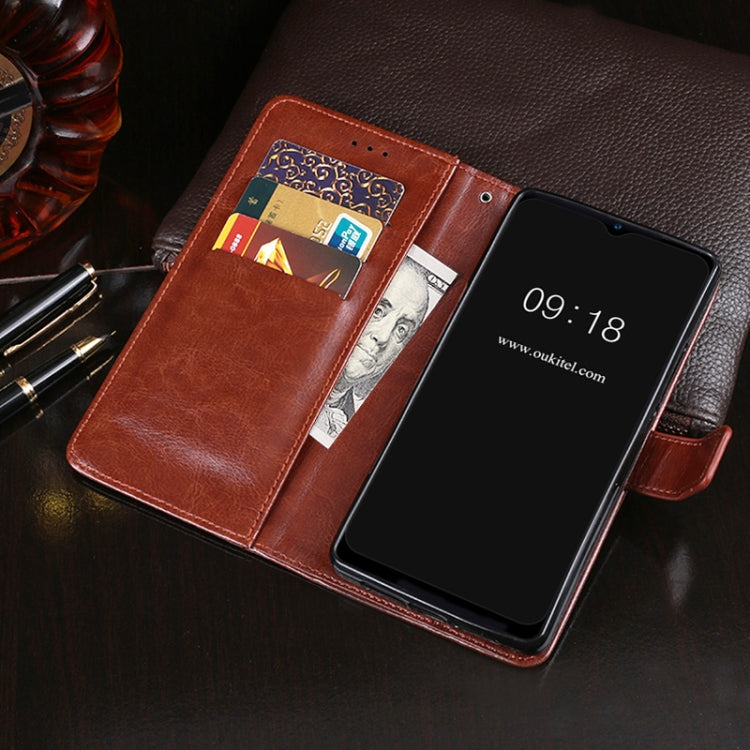 For Oukitel C25 idewei Crazy Horse Texture Leather Phone Case with Holder & Card Slots & Wallet(White)
