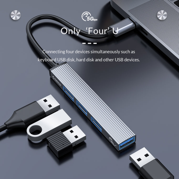ORICO AH-12F 4 In 1 Type-C / USB-C to USB 3.0 HUB Docking Station(Grey)