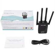 Wireless Smart WiFi Router Repeater with 4 WiFi Antennas, Plug Specification:UK Plug(Black)
