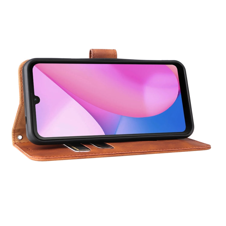 For Blackview Oscal C20 Solid Color Skin Feel Magnetic Buckle Horizontal Flip PU Phone Case(Brown)