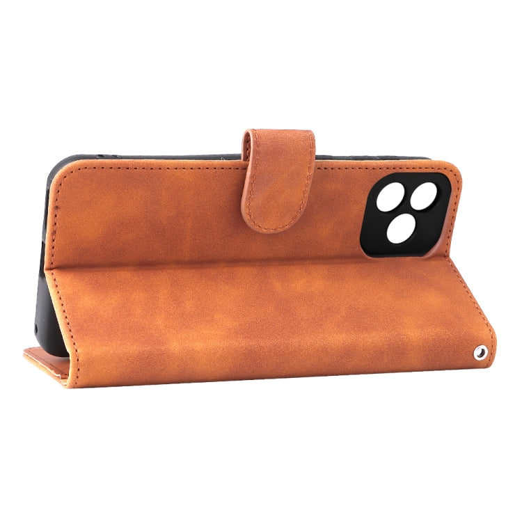 For Blackview Oscal C20 Solid Color Skin Feel Magnetic Buckle Horizontal Flip PU Phone Case(Brown)