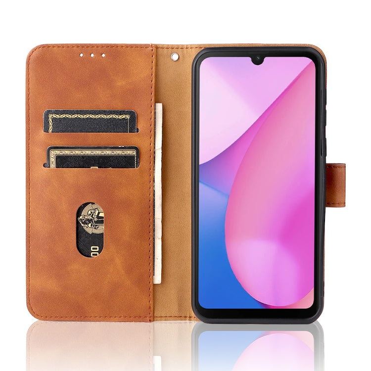 For Blackview Oscal C20 Solid Color Skin Feel Magnetic Buckle Horizontal Flip PU Phone Case(Brown)